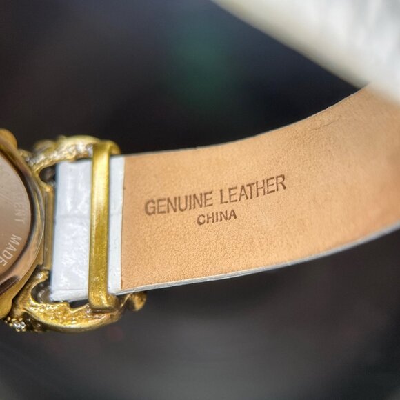Heidi Daus White Leather Band Pearl/Crystals Watch - Picture 8 of 10